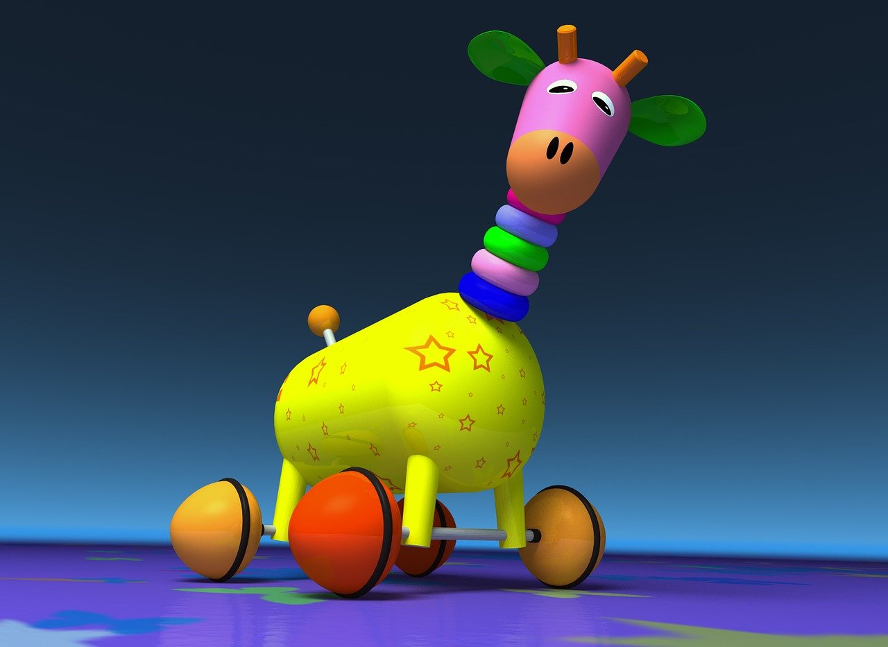 giraffe, toy, wheels